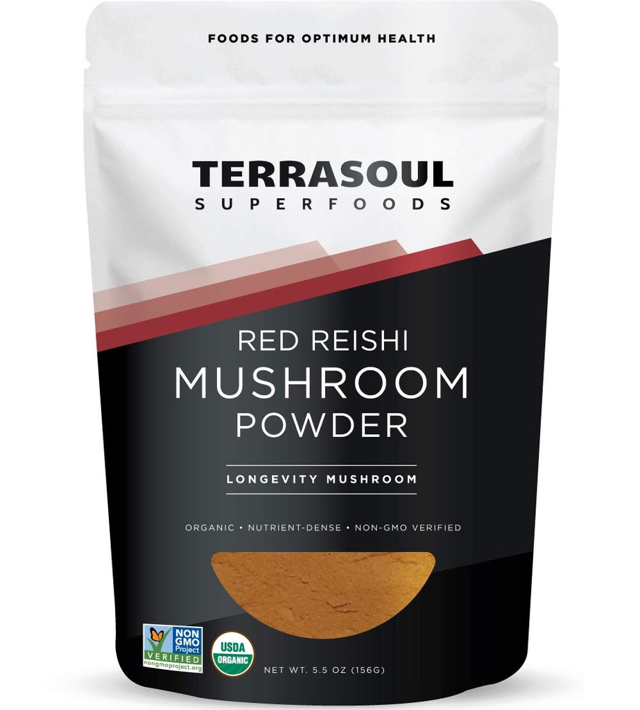 Terrasoul Superfoods Bio Reishi Pilz-Pulver (4:1 Extrakt), 5.5 Oz, Immununterstützung, Stress-Relief, besserer Schlaf, Embrace Die Kraft der adaptogenen Pilze