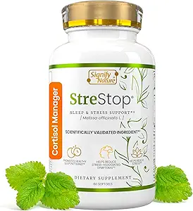 SIGNIFY NATURE StreStop – cortisol Manager – Adrenal Fatigue Supplements – cortisol Health – Adrenal Cortex – Lemon Balm – Adrenal Restore - Serotonin Booster