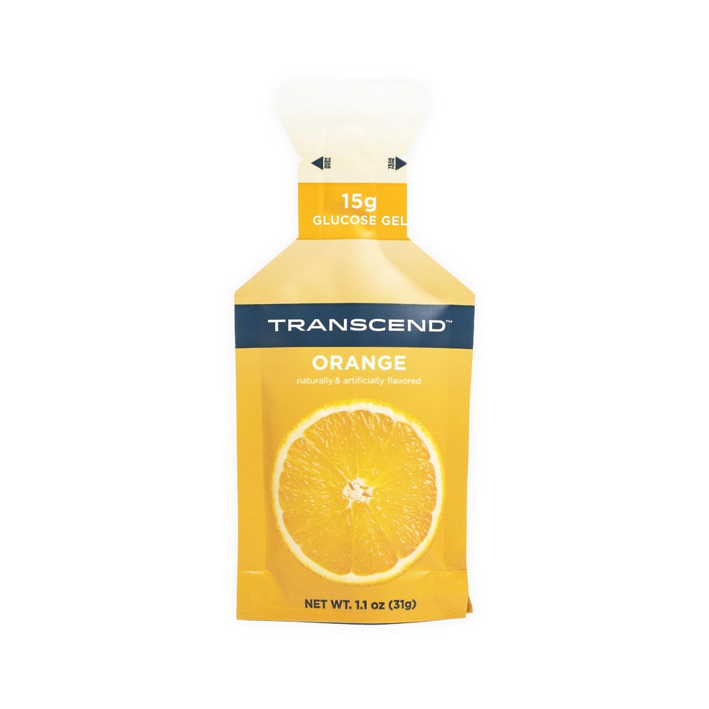 Transcend Foods Orange Gel (1.1 Unze, Packung mit 10) Fast-Acting Carb Gel Orange Flavor – Koffeinfrei, Glutenfrei