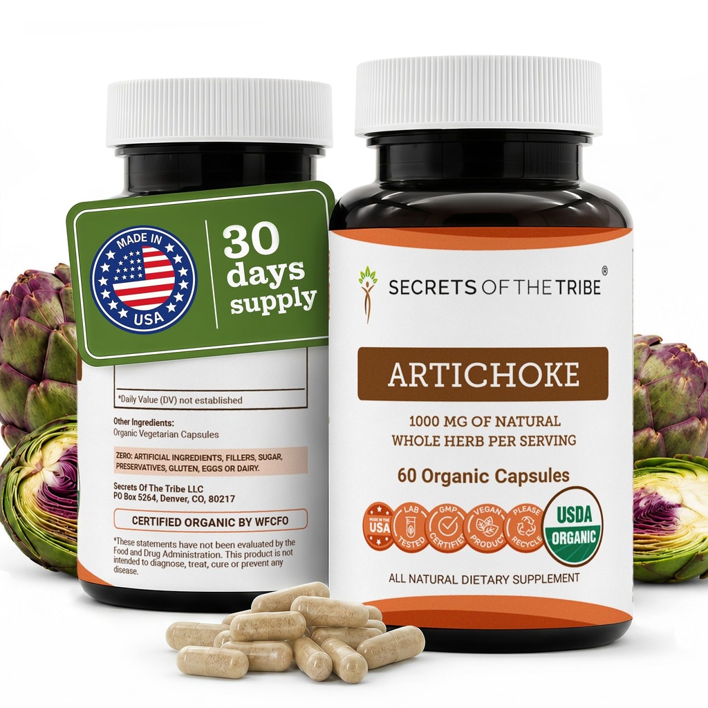 Geheimnisse der Tribe Artichoke 60 Kapseln, 1000 mg, Artichoke (Cynara scolymus) Getrocknete Blatt (60 Kapseln)