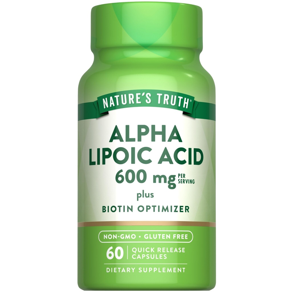 Nature's Truth Alpha Lipoic Acid 600mg | plus Biotin Optimizer | 60 Kapseln | Non-GMO & Gluten Kostenlose Ergänzung