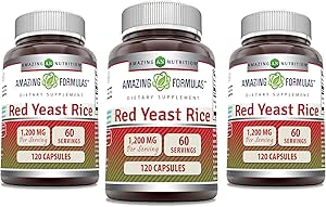 Erstaunliche Formeln Red Yeast Rice 1200mg Pro Servierkapseln Ergänzung | Non-GMO | Gluten Free | Made in USA (120 Count | 3 Pack)