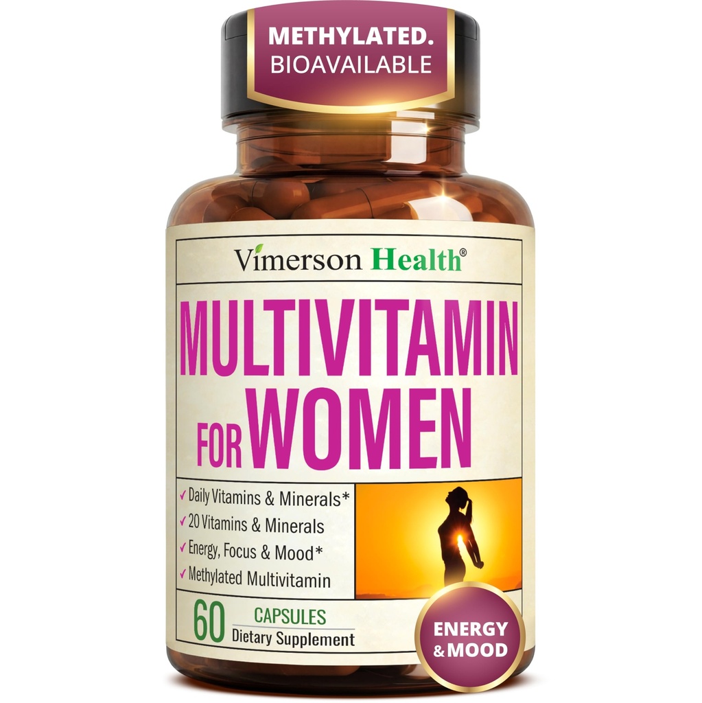 Multivitamin für Frauen mit methylierten Vitaminen und Chelat-Mineralen für Energie, Fokus und Immungesundheit - Premium Daily Womens Multivitamine & Multiminerals - 60 Kapseln