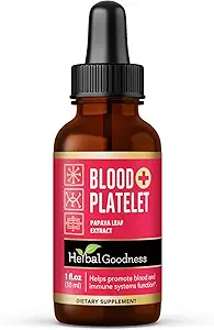 Herbal Goodness Papaya Leaf Blood Platelet Liquid Supplement - Liquid Tincture 1oz - Natural Blood Platelet Boost & Immune Support, Bone Marrow - Blood Cleanse Formula - Made in USA