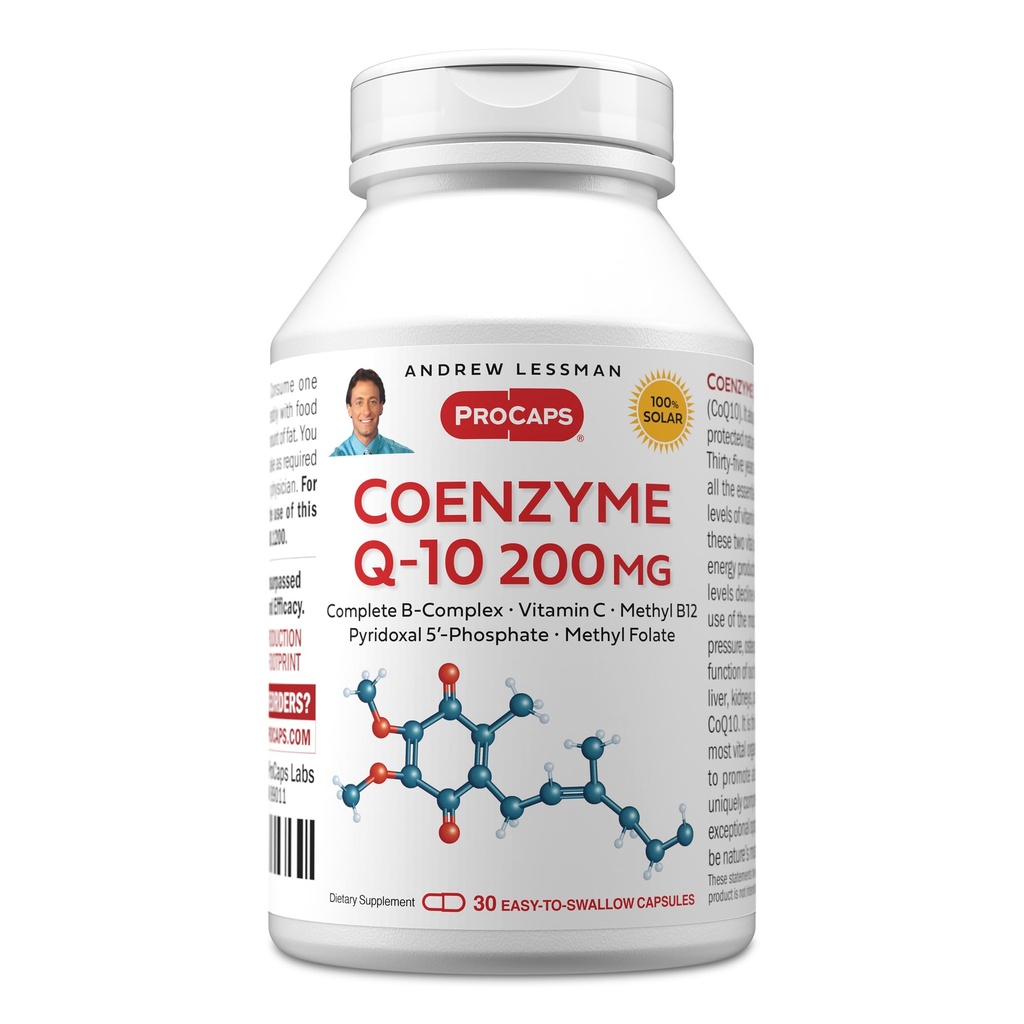 ANDREW LESSMAN Coenzym Q-10 200 mg 30 Kapseln - Essential for Energy Production and Optimum Key Organ Function, Anti-Oxidant Support, Erschöpft von Aging, Plus B-Complex. Einfach zu Swallow Kapseln