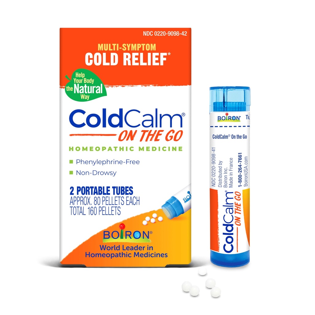 Boiron ColdCalm Auf dem Go Cold Relief für Niesen, Runny Nose, Nasal Congestion und Sore Throat - 2 Count (160 Pellets)