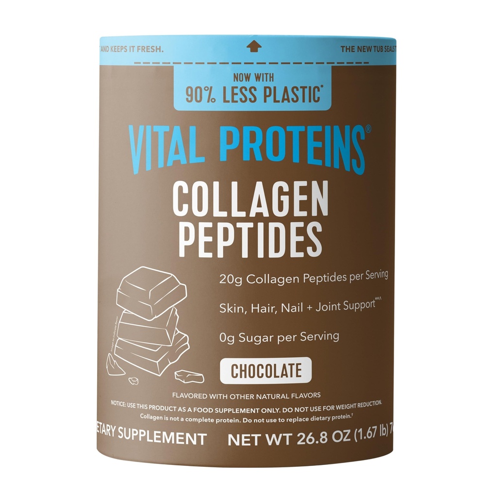 Vitalproteine Collagen Peptides Pulverergänzung, hydrolysiertes Kollagen für Haut, Haar, Nägel & Gelenke, Schokolade, 28 Servierungen