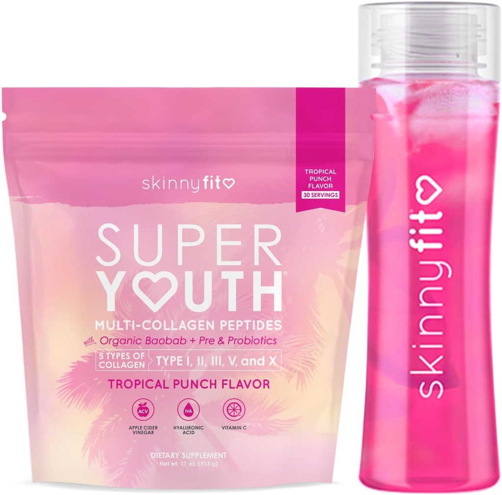 SkinnyFit Super Jugend Tropical Punch Collagen mit Bottle Bundle