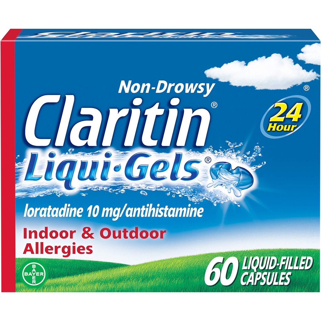 Claritin Liqui-Gels 24 Hour Allergy Relief, Non-Drowsy Allergy Medicine, Loratadine Antihistamin Capsules, 60 Count
