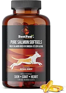 Beste schmerzfreie Ernährung reines Wild Alaskan Lachsöl für Hunde & Katzen Allergy, trockene juckende Haut, Hotspots, & Gelenkschmerzen Relief 1000mg Softgels