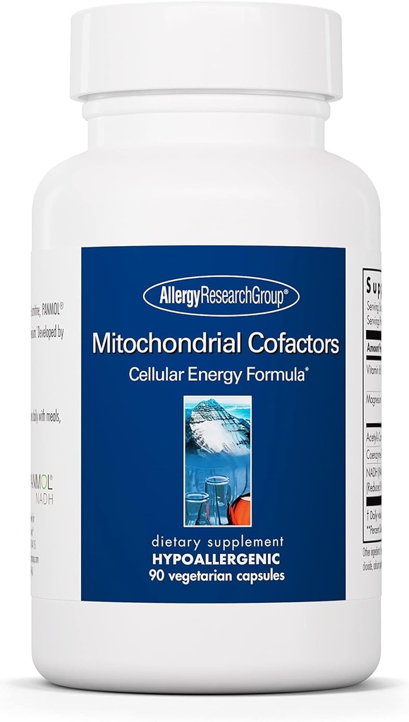 Allergy Research Group Mitochondrial Cofactors - Mitochondrial Supplements, CoQ10, Mitochondria Unterstützung mit Cellular Energy Formula, Allergiker, Vitamin B6 & Magnesium - 90 Vegetarische Kapseln