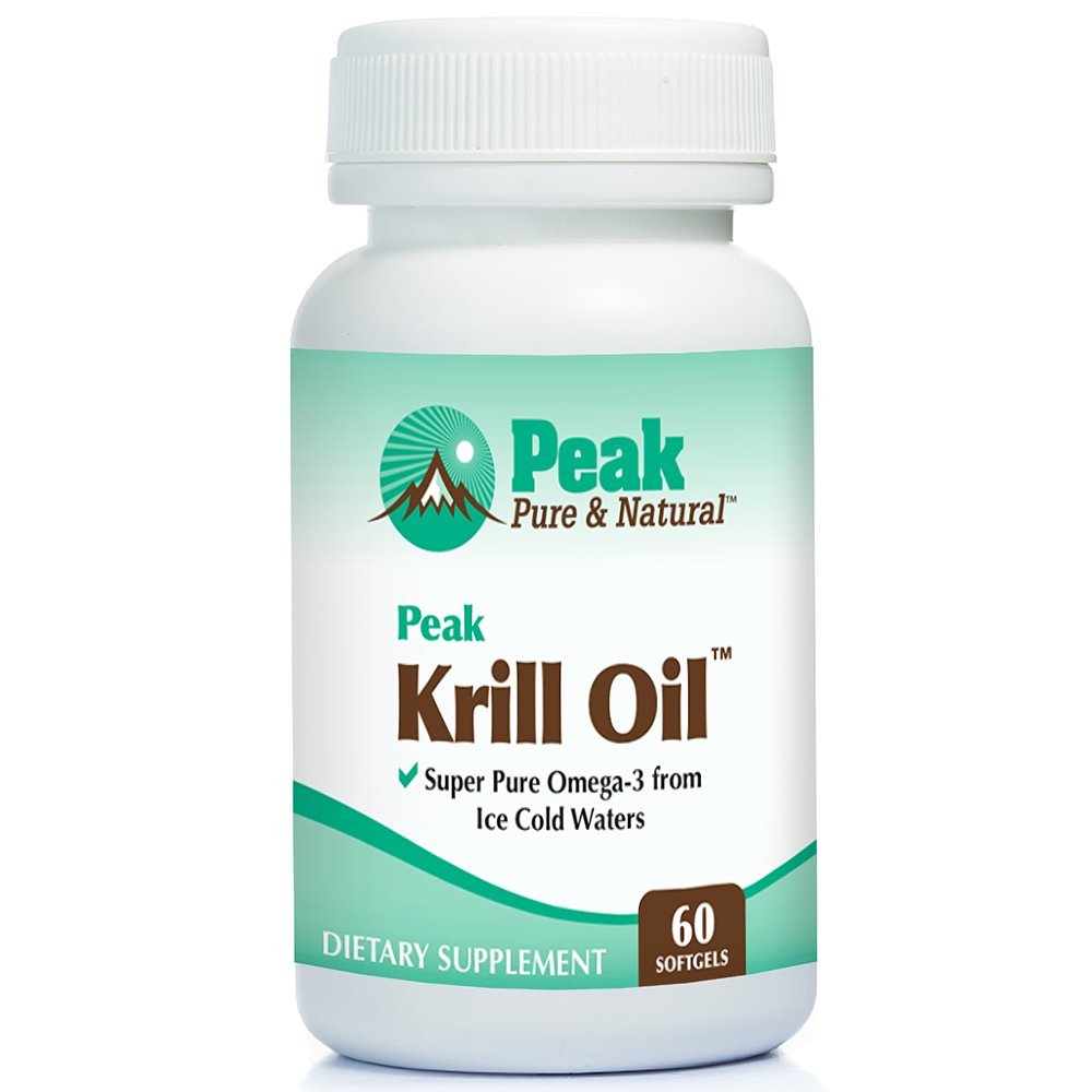 Peak Pure & Natural, Peak Krill Oil Supplement - Besser als Fischöl für Gelenk- und Herzgesundheit - Krill Öl Gehirn Supplement - EPA, DHA und Astaxanthin - 60 Softgels