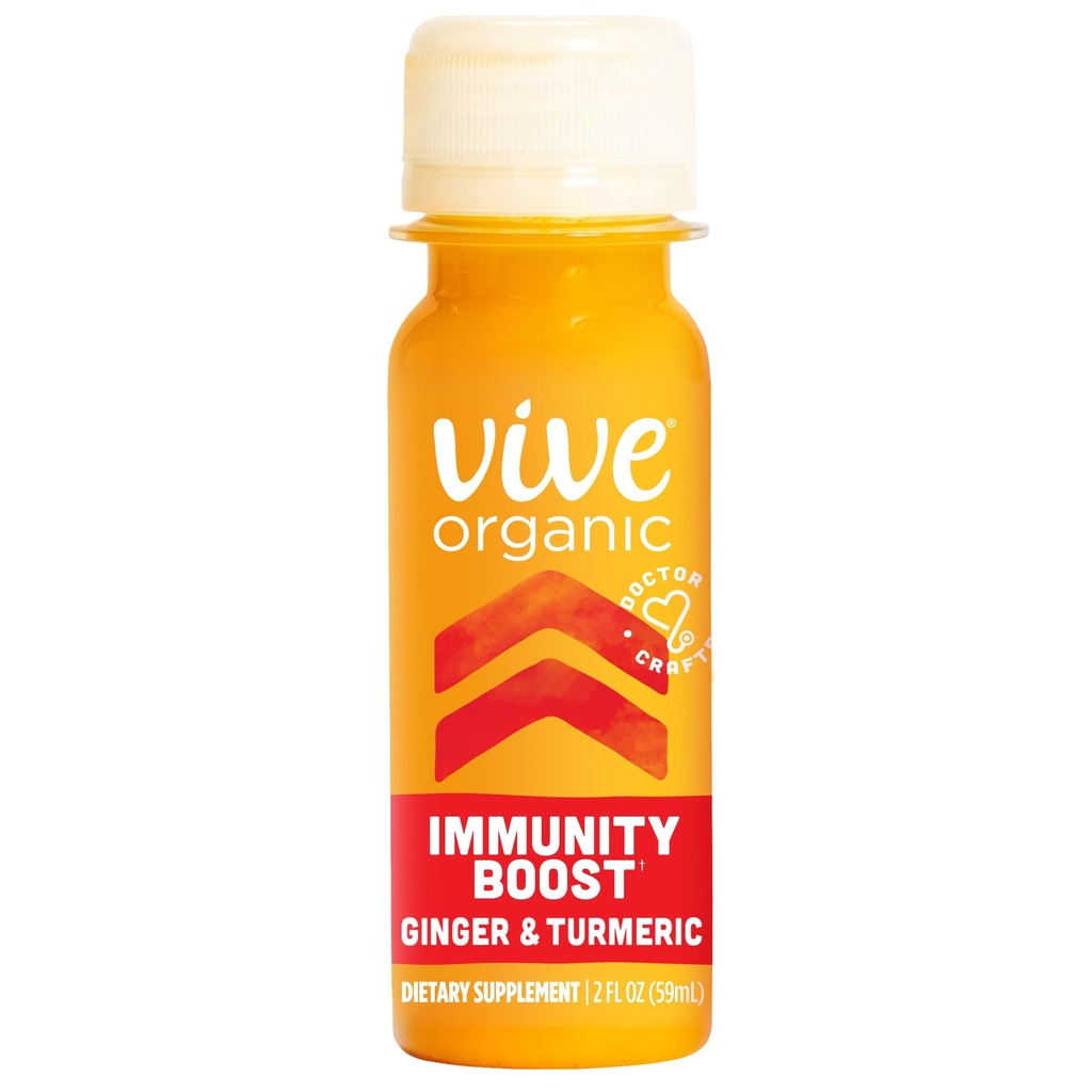 Vive Organic Immunity Boost Original (2 oz) Immunität Wellness Shot mit kaltgepresstem Ingwer, Turmeric, Echinacea & Black Pepper - USDA Organic & No Added Sugars oder künstliche Inhaltsstoffe, Gelb