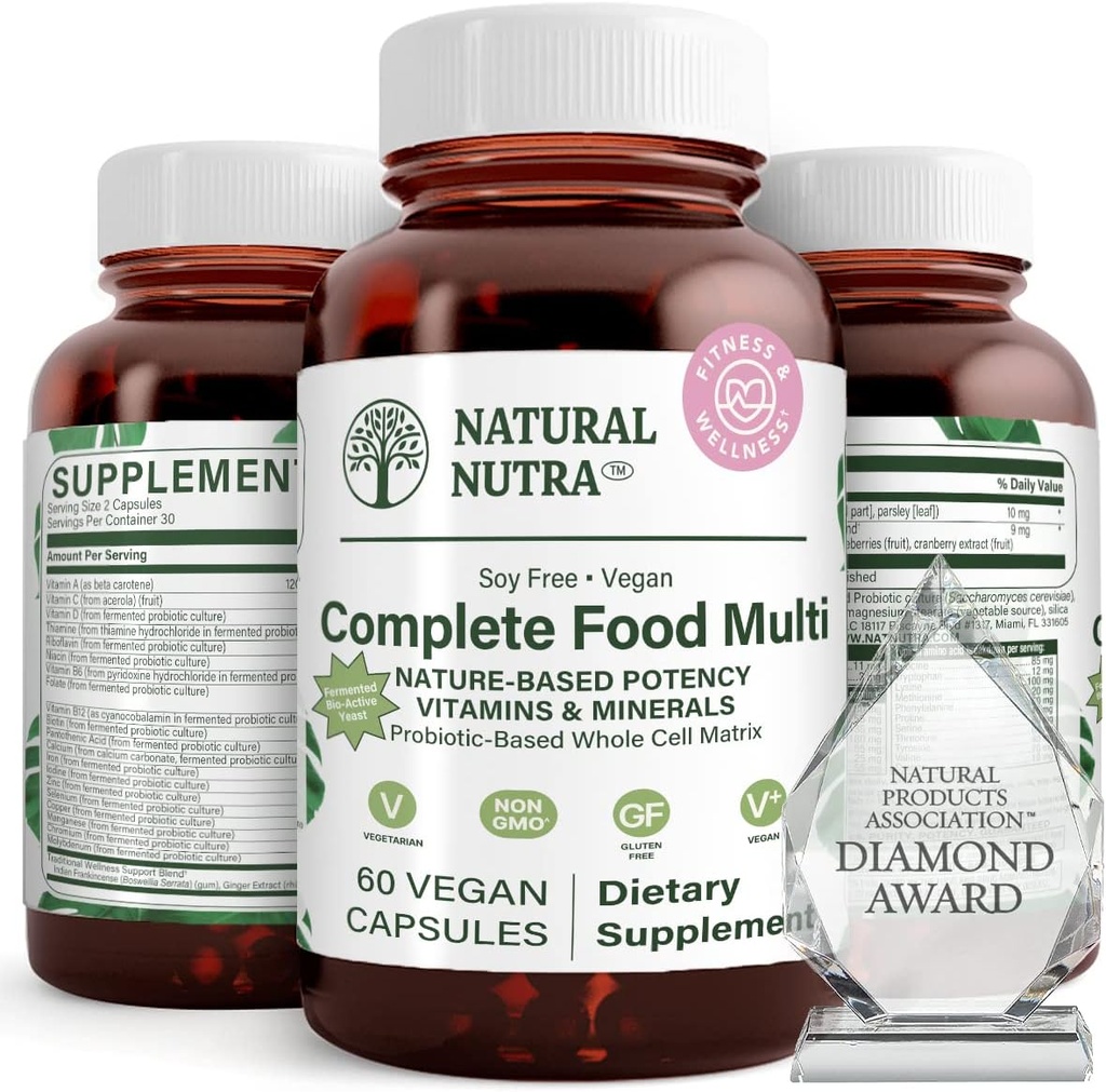 Natürliche Nutra Ganzes Essen Komplettes Multivitamin und Mineral für Frauen und Männer, Energie-Booster, hilft Knochen-Gesundheits-Ergänzung, verbessert Gehirn-Funktion und Haut, helfen Immunität zu verbessern 60 Kapseln