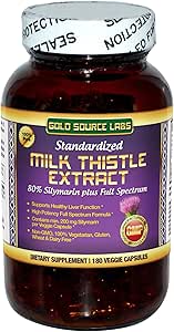 Bio-Milch-Diesel-Kapseln, 180 Kapseln, reine Milch-Diesel-Pulver Plus 80% Silymarin-Extrakt Standardisierter Komplex, 450 mg, natürliche Leber-Gesundheitsergänzung, Immun-Boost, Detox und Cleanse