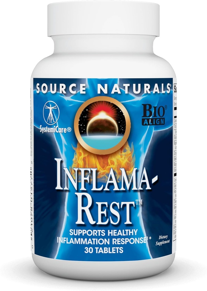 Quelle Naturals Inflama-Rest - Kräuter- und Mineralmischung mit Kurkuma, Boswellia, Ginger, Quercetin - Maximale Stressentlastung & Entspannung - 30 Tabletten
