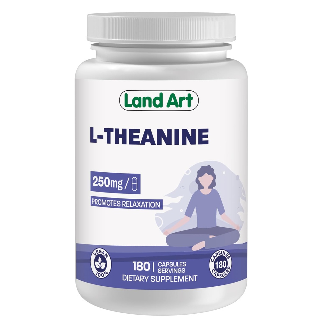 L-Theanine 250mg 180 Vcaps - Bonusgröße - 180 Servietten - HIGH Potency - Promotes Relaxation - Vegan