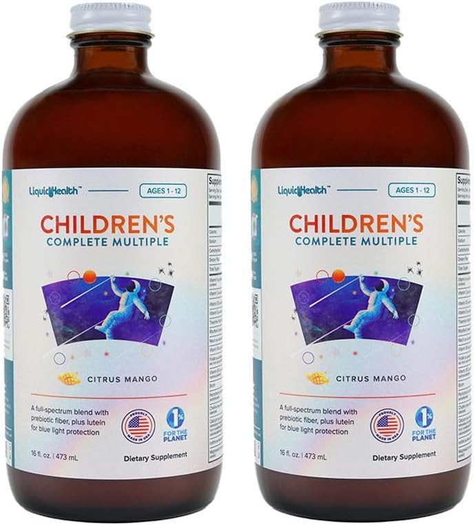 LIQUIDHEALTH Children's Complete Liquid Multivitamin for Kids, Kleinkinder - Essential Vitamins, Nährstoffe & Minerals, Immununterstützung, Gut Health - Made in USA, Vegan, Non GMO, Sugar-Free (2 Pack)