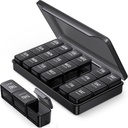 PULIV Pill Organizer 3 Mal pro Tag in Schwarz Farbe für Datenschutz, Tragbare Wöchentliche Pille Box 7 Tag für Reisen, große Licht-Proof Pille Fall für Vitamine, Medikamente, Ergänzungen und Fischöle