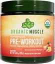 Bio Muscle Organic Pre Workout Powder, Strawberry Mango — USDA Organic Superfood Blend | Maca, Beet Root, Cordyceps, Rhodiola | 150mg Natürliche Koffein, Vegan, No Jitters, 20 Servierungen