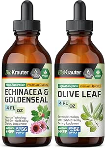 BIO KRAUTER Echinacea mit goldener Tinktur 4 Fl. Oz. & Olivenblatt Tinktur 4 Fl. Oz.