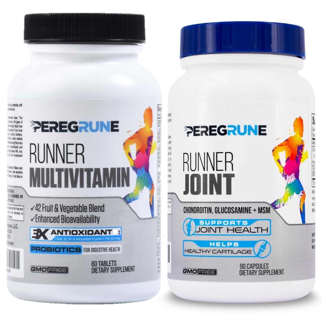 Runner Multivitamin & Joint Support Supplement – Antioxidantien, Vitamin B Complex, Probiotics for Health, Energy, Endurance, Recovery - Glucosamine Chondroitin, MSM – GMP Running Supplements