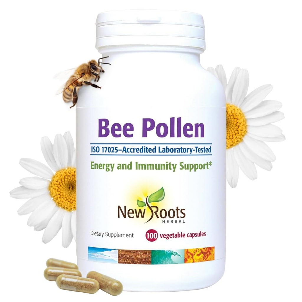 Bienen Pollenkapseln (1000 mg) Alle natürlichen Bienen Pollen-Ergänzung | Reich an Mineralien, Vitaminen und essentiellen Aminosäuren für Antioxidantienunterstützung und Bienen Vitalität (100 Kapseln)