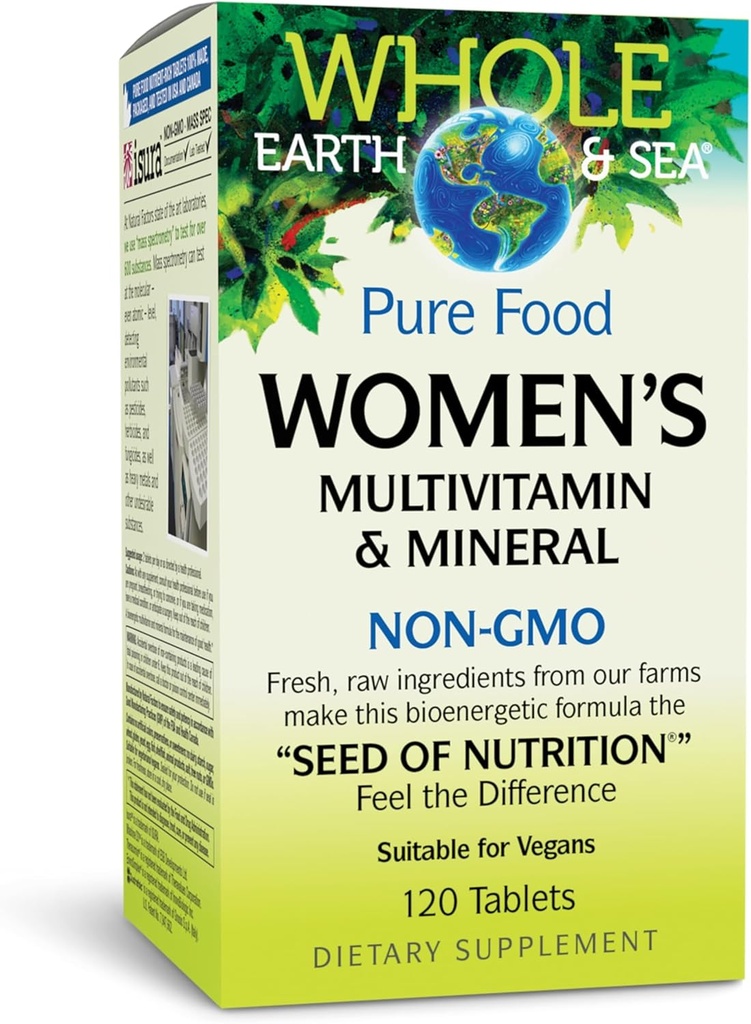 Natürliche Faktoren Ganze Erde und Meer Frauen Multivitamin & Mineral, Ganze Nahrungsergänzung, Vegan, 120 Tabletten