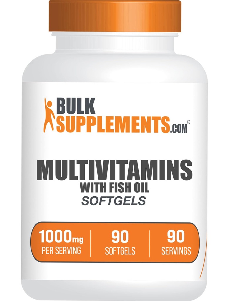 BulkSupplements.com Multivitamin Softgels - Daily Multivitamin, Multimineral Supplement, für Erwachsene mit Fischöl - Glutenfrei, 1 Softgel pro Servierung, 90 Count (Pack von 1)