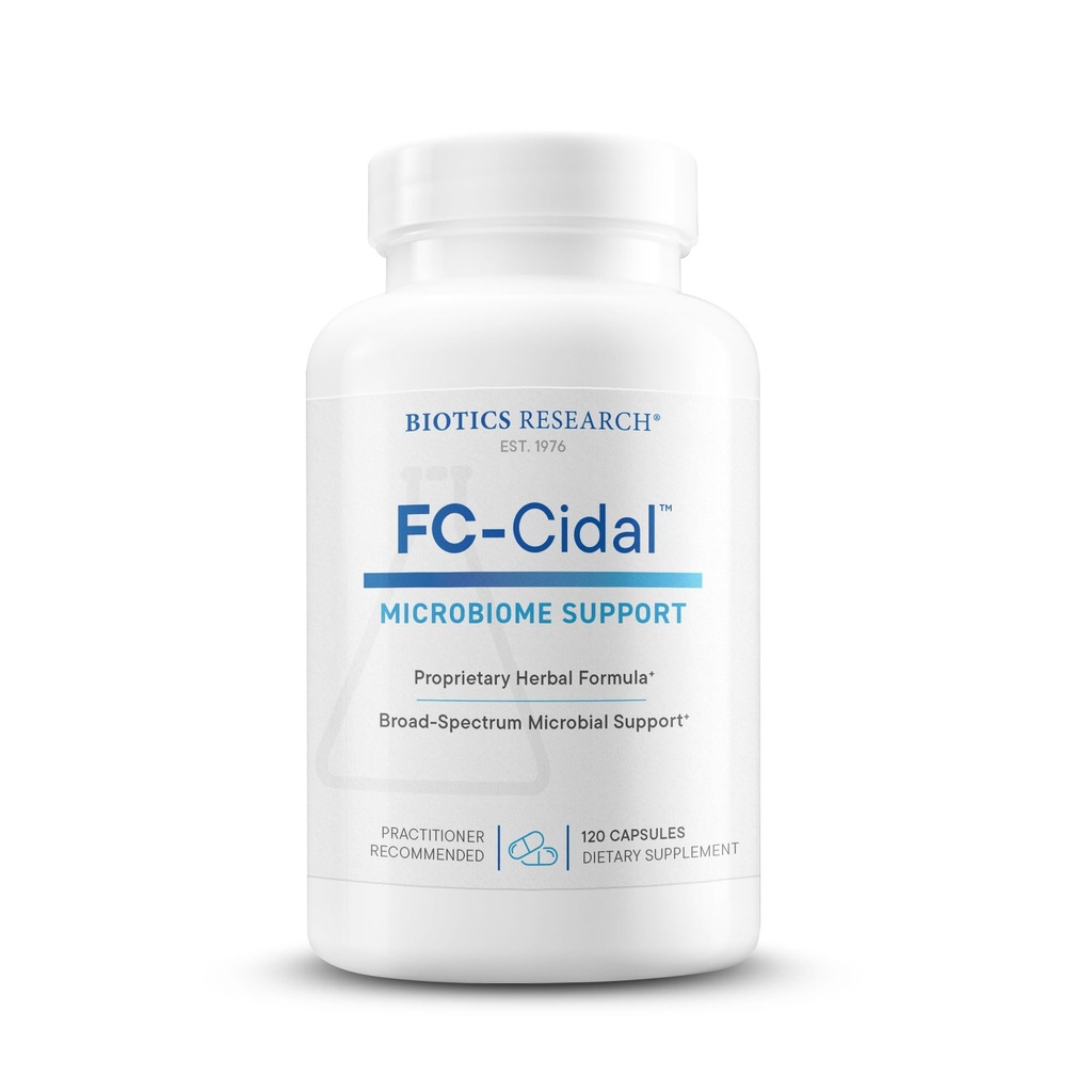 BIOTICS RESEARCH FC Cidal™ Herbal Blend Complete GI Gut Health for Women & Men- 500 mg/Serving - 7 Herbs Proprietary Blend Supplement Supports Healthy GI Function and Microbial Balance 120 Capsules