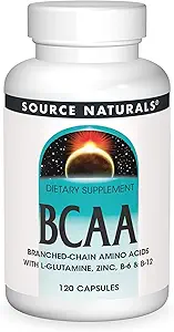Quelle Naturals BCAA verzweigte-Chain Aminosäuren mit L-Glutamin, Zink, B-6 und B-12, unterstützt die Muskelsysteme des Körpers* - 120 Kapseln