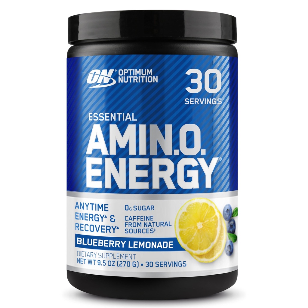 Optimum Nutrition Amino Energy - Pre Workout mit grünem Tee, BCAA, Aminosäuren, Keto Friendly, Green Coffee Extract, Energy Powder - Blueberry Lemonade, 30 Portionen (Packaging May Vary)