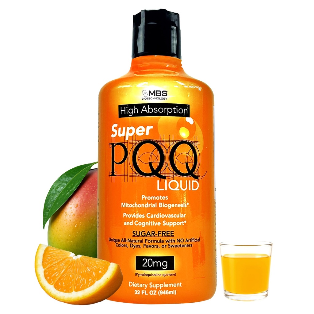 Super PQQ Liquid - Highly Absorbable Pyrroloquinoline Quinone 20 Milligram, Best Liquid PQQ for Mitochondrial Biogenesis, Supports Heart Health, Cognitive Function and Mental Focus