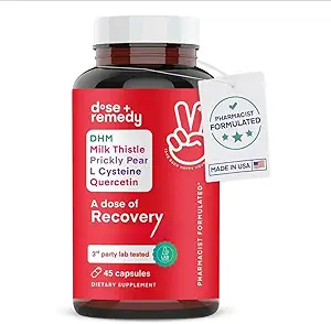 Eine Dosis von Recovery|Liver Detox | Made in USA | USDA | Hydration Support for Better Morning Recovery Asian Flush | Dihydromyricetin DHM, Quercetin, Vitamin B, Milk Thistle, Prickly Pear, | (45 Pillen)