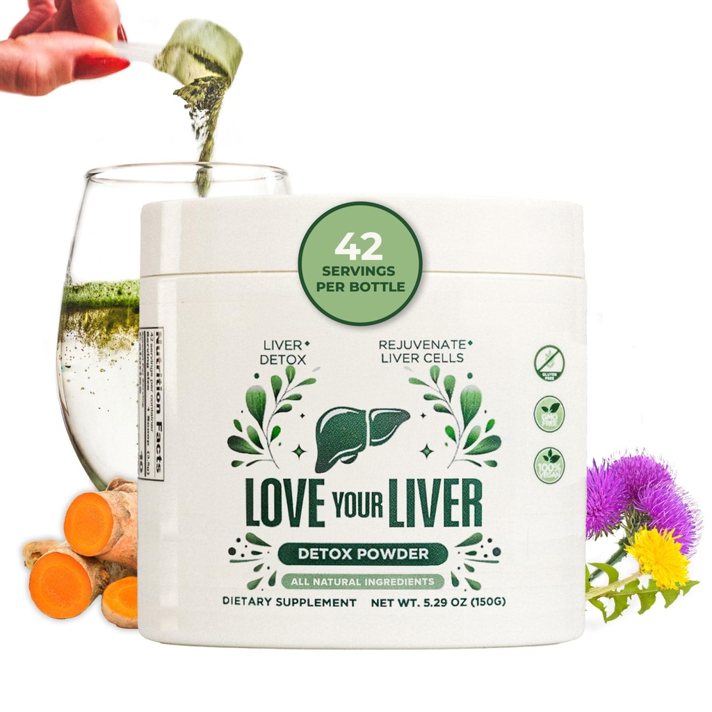 Detox Cleanse Powder - 42 Servierungen von Leberreiniger Detox & Repair Powder mit Milchdistel, Dandelion Root, Turmeric, Artichoke Leaf - Leberersatz-Getränkpulver für Lebergesundheit