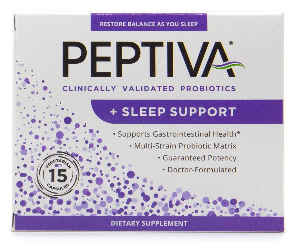 Peptiva 26 Billion CFU Probiotic und Sleep Support - Klinisch validiert Multi-Strain Probiotic - Lactobacillus und Bifidobacterium, Melatonin - 15 Count