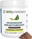 BIOptimizers Pilz Kaffee Alternative – Schokoladengetränk – Lion’s Mane, Chaga, Reishi + Collagen Peptides for Focus, Energy & Gut Health – Adaptogenic Pilze & MCT Powder – 30 Portionen