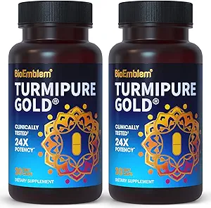 BioEmblem Turmeric Curcumin mit klinisch untersucht TurmiPure - 1 Small Cap Daily, 24x Mehr Absorption als andere - Non-GMO - Joint Support, Gesunde Entzündung Turmeric Supplements, 60 Servieren