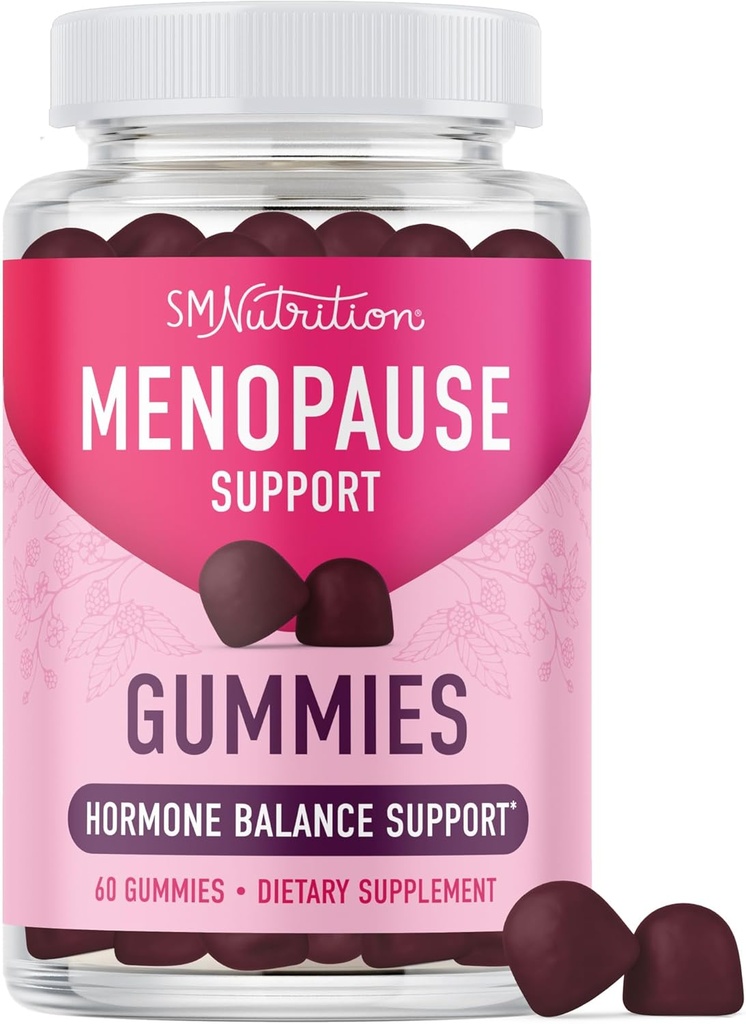 Menopause Support Gummies | Hormon Balance Relief für heiße Blitze, Nacht-Schwitze, Mood-Schwingungen, & Bloating | mit Phytoestrogen Soy, Vitamin D3, PABA, Biotin | Vegetarisch, Gluten-Free | 60 Count