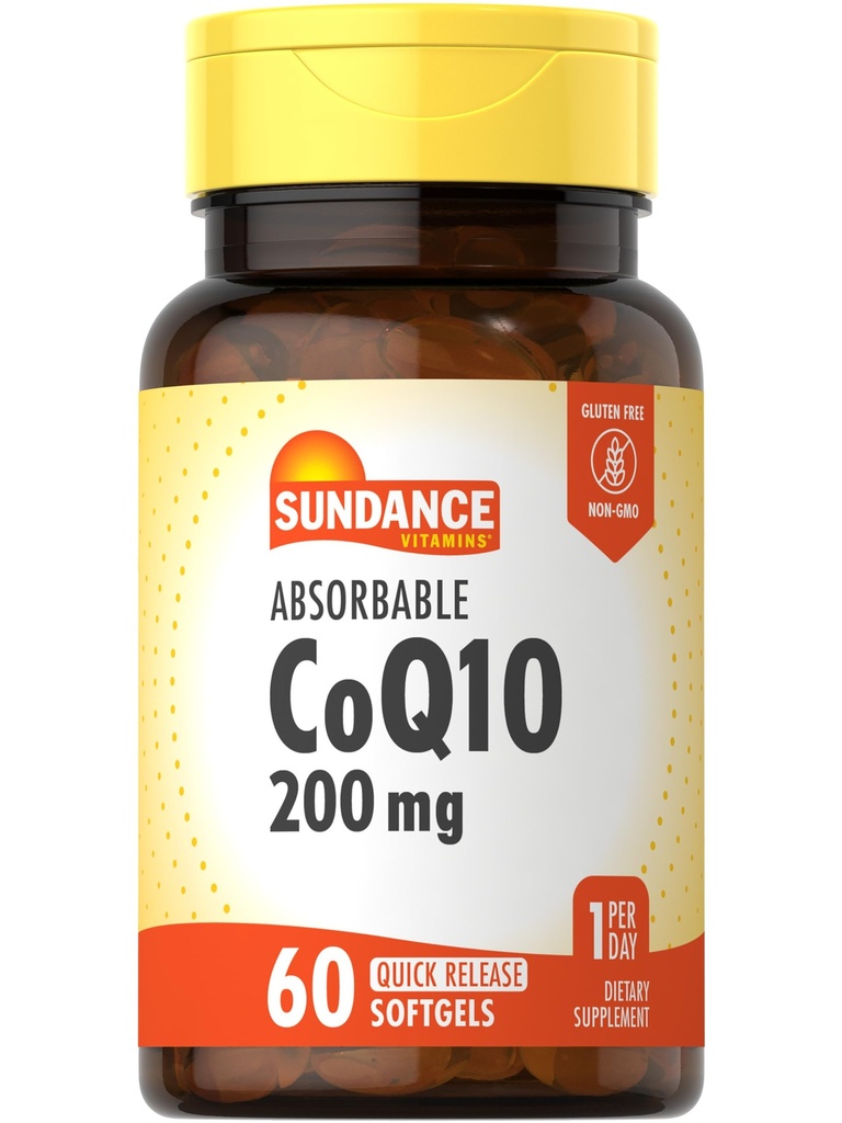 Sundance CoQ10 200mg Softgels | 60 Count | mit schwarzem Pfeffer Extrakt | Non-GMO & Gluten kostenlose Ergänzung