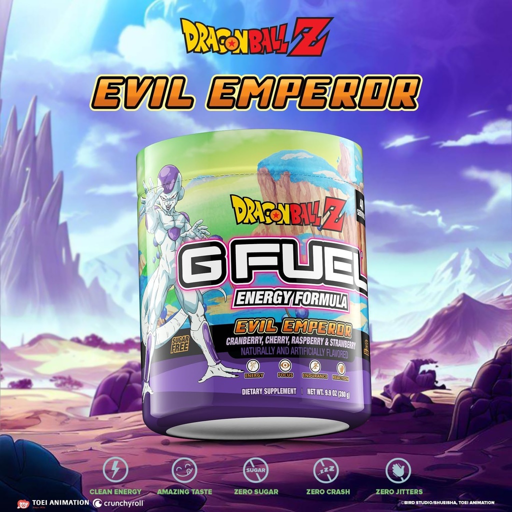 G Fuel Dragon Ball Z Energy Drink Powder, Pre Workout Caffeine Mix für Gaming, Zucker freie Fokus Amino, Vitamin + Antioxidantien, 9.9oz (Berry Medley, 40 Servierungen)