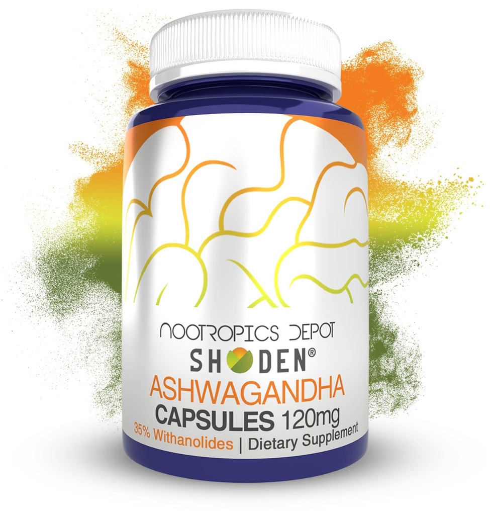 Nootropics Depot Shoden Ashwagandha Extrakt Kapseln | 120mg | 30 Count | 35% Withanolides