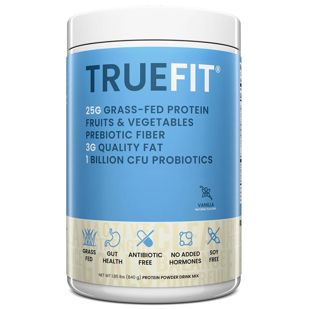 TrueFit Gut Healthy Protein Powder, Grass-Fed Whey Meal Ersatz Shake mit Prebiotics, Probiotics, & Bio Superfoods, Keto Friendly, Glutenfrei (Packaging May Vary)