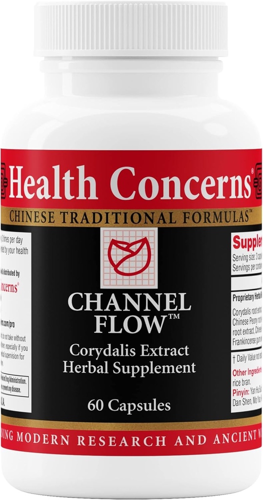 Health Concerns Channel Flow – Muskelrelaxation & Schmerz Support Supplement für Männer & Frauen – Corydalis Root Extract – Chinesische Kräuterformel für Kopfschmerzen, Gelenk & Menstrual Discomfort – 60 Kapseln