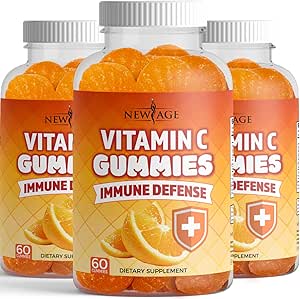 NEU AGE Vitamin C Gummis Orange Vitamin C Gummy - Unterstützt gesundes Immunsystem - Vegetarisch Ohne Gluten (180 Gummi)