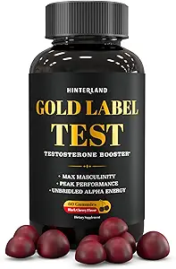 Gold Label Testosteron Booster Gummi mit Tongkat Ali, Zink, D3, Ashwagandha, Fenugreek, Magnesium, Boron für männliche Verbesserung, Muskelaufbau, Vitalität, Stärke, Leistung, Energie - 60 Zähler