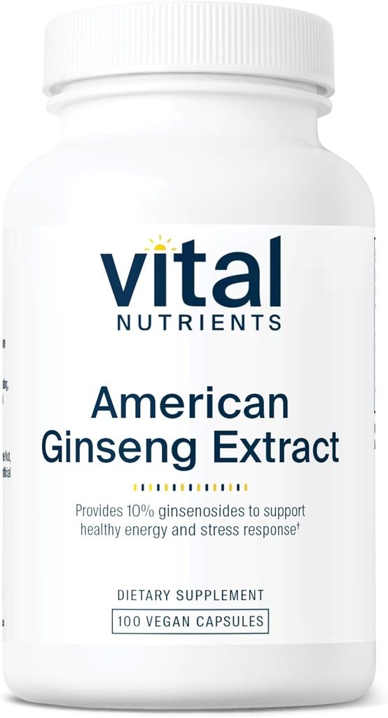 Vital Nährstoffe - American Ginseng - Energieunterstützung - Mentale und körperliche Endurance - 100 Vegetarische Kapseln pro Flasche - 250 mg