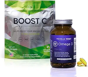Fish Oil Softgels & Vitamin C Blend, Premium Vitamin C Powder & Omega-3 Protocol, Energy Boosting, Vegan, Glutenfrei (1-Monats-Versorgung)