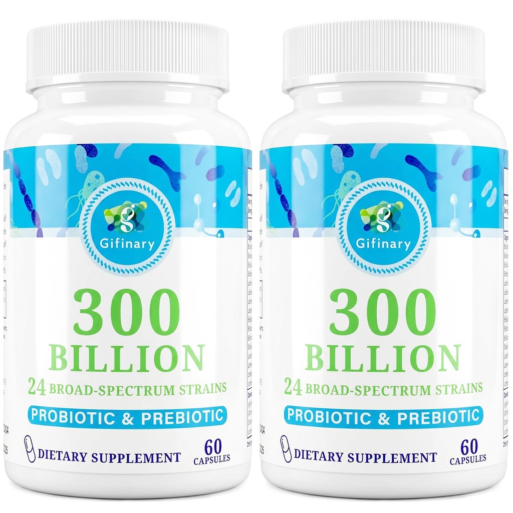 Probiotics for Women & Men - 300 Billion CFU, 24 Strains Probiotics + 15 Bio Kräuter Präbiotika für Verdauungs-, Gutgesundheit, Immun-, Verstopfungs-, Durchfall- und Ganzkörpergesundheit - 4 Monate Versorgung