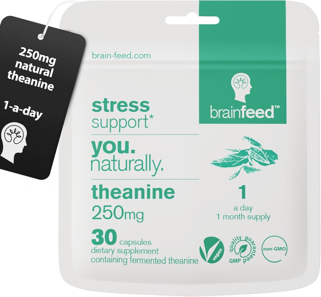 Natürliche L Theanin Kapseln | 250mg Isoliertes L Theanin Pulver aus grünem Tee Extrakt | 30 Kapseln - 1 pro Tag | GABA-Ergänzung Supports Aids Entspannung ohne Sedation | Vegan-Ergänzung